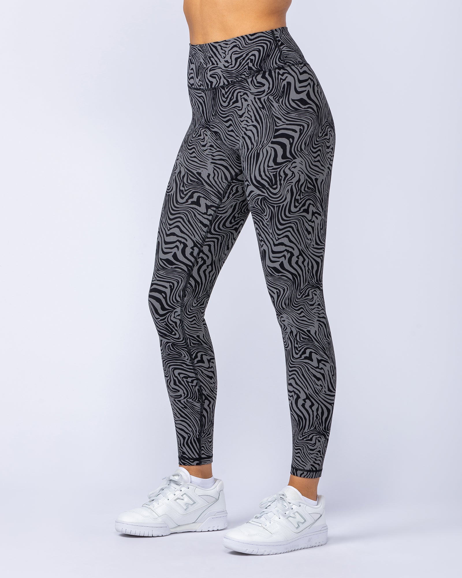 Zero Rise Rib Ankle Length Leggings - Black Zebra