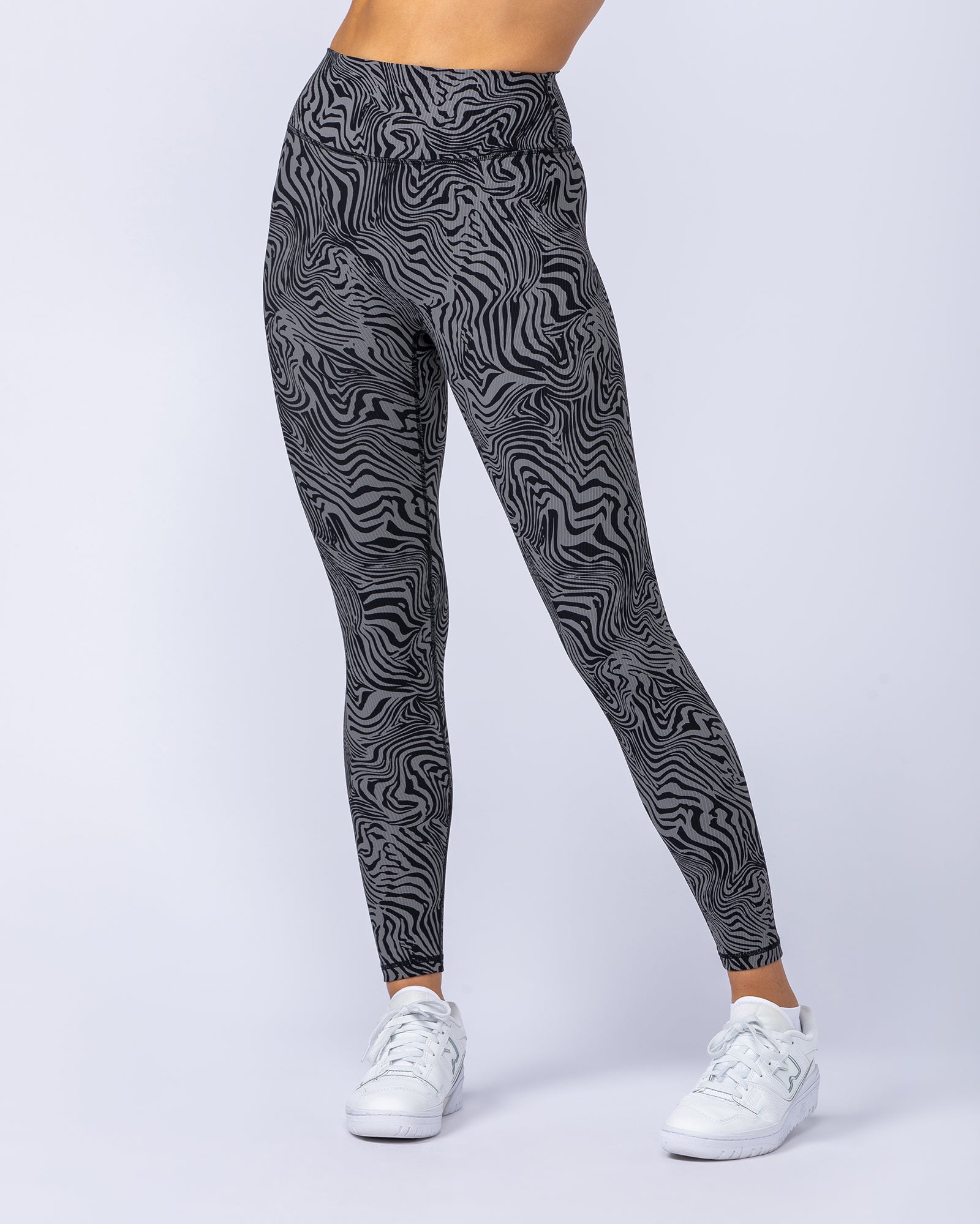 Zero Rise Rib Ankle Length Leggings - Black Zebra