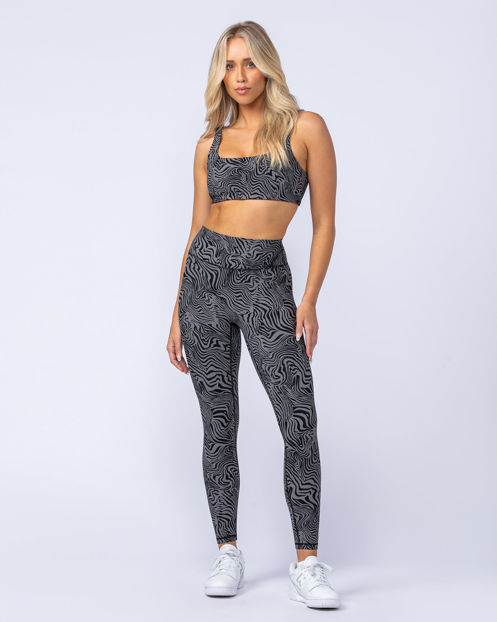 Zero Rise Rib Ankle Length Leggings - Black Zebra