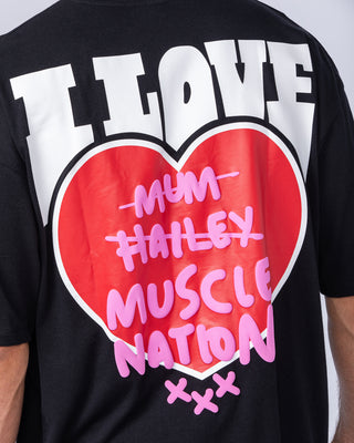 Mens Biggest Fan Oversized Tee - Black-T-Shirts-XS-112474BLK-XS-MNAPPRL35331-2-Muscle Nation