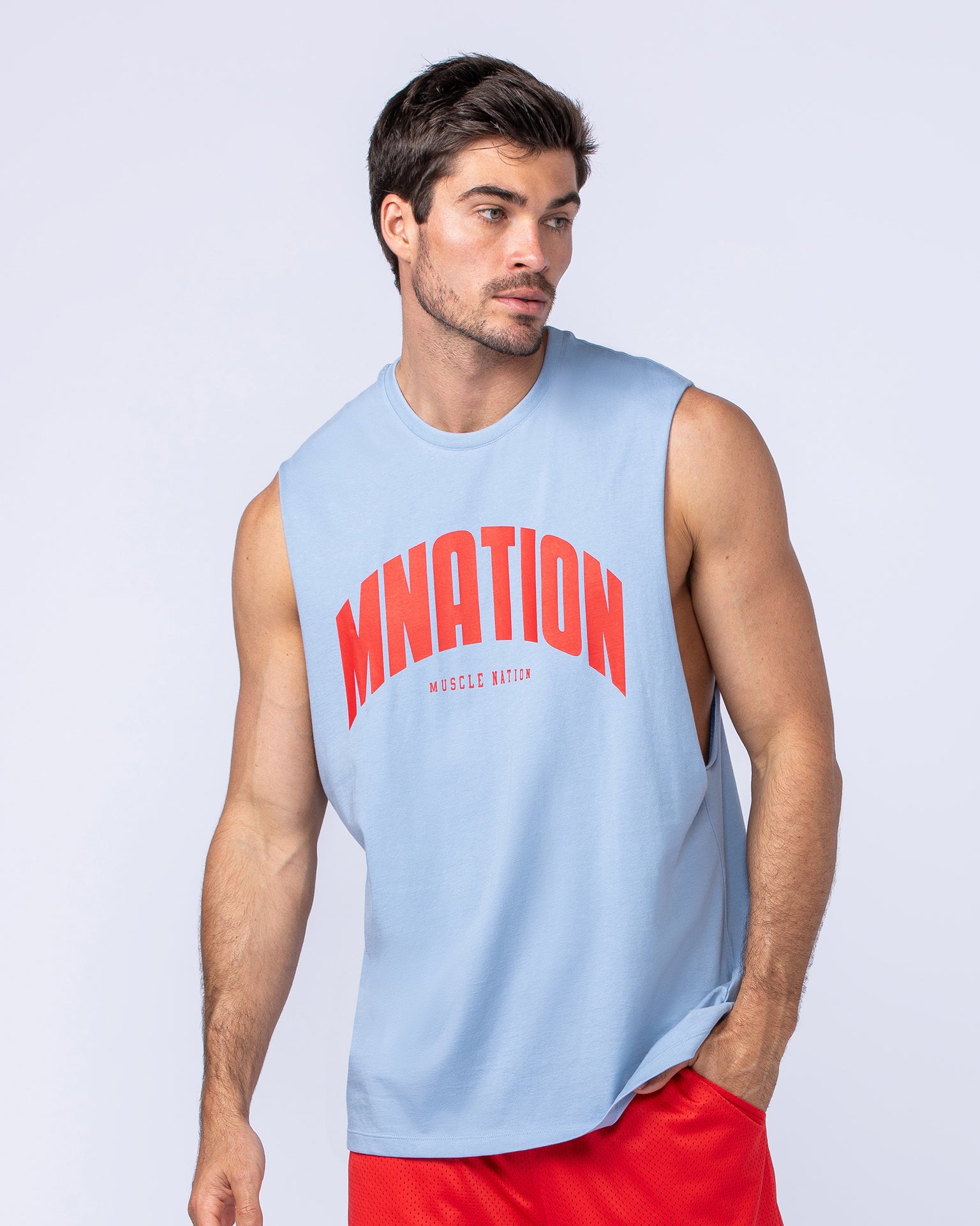 Drop Arm Tank - Sky Blue-Singlets & Tanks-S-112481SKYBLU-S-MNAPPRL34919-4-Muscle Nation