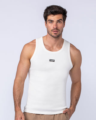 Rib Fitted Training Tank - Travertine (Silicon logo)-Singlets & Tanks-S-1124126TRAVSIL-S-MNAPPRL35024-1-Muscle Nation