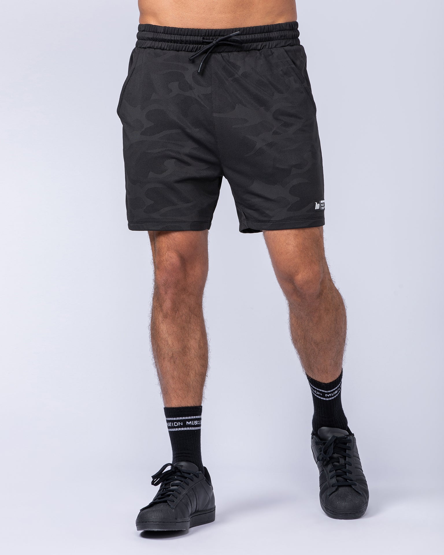 Tech Camo Lay Up 5" Shorts - Black Camo-Shorts-S-112431BLKCAMO-S-MNAPPRL35550-2-Muscle Nation
