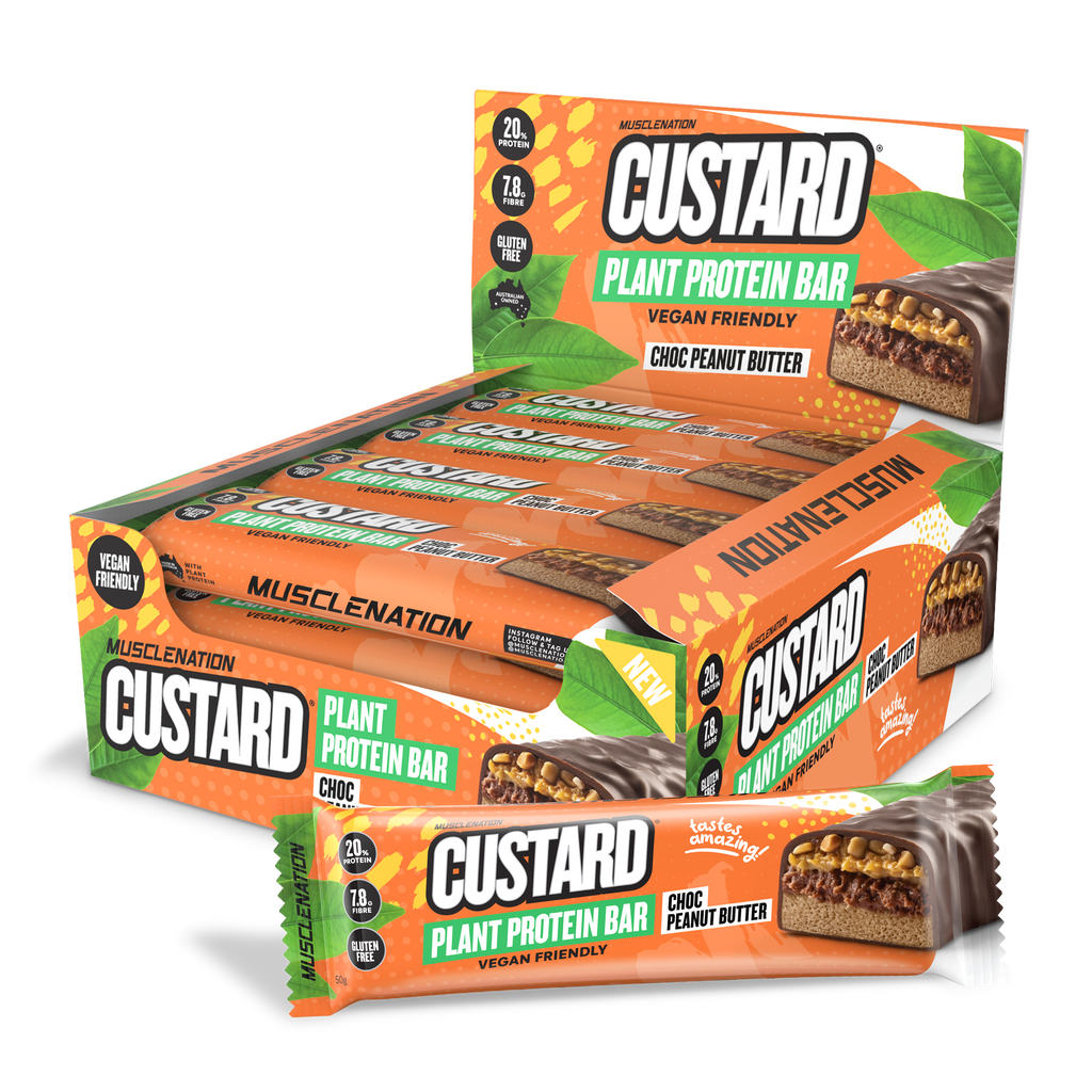 CUSTARD Plant Protein Bar (Vegan, GF) Choc Peanut Butter Box of 12