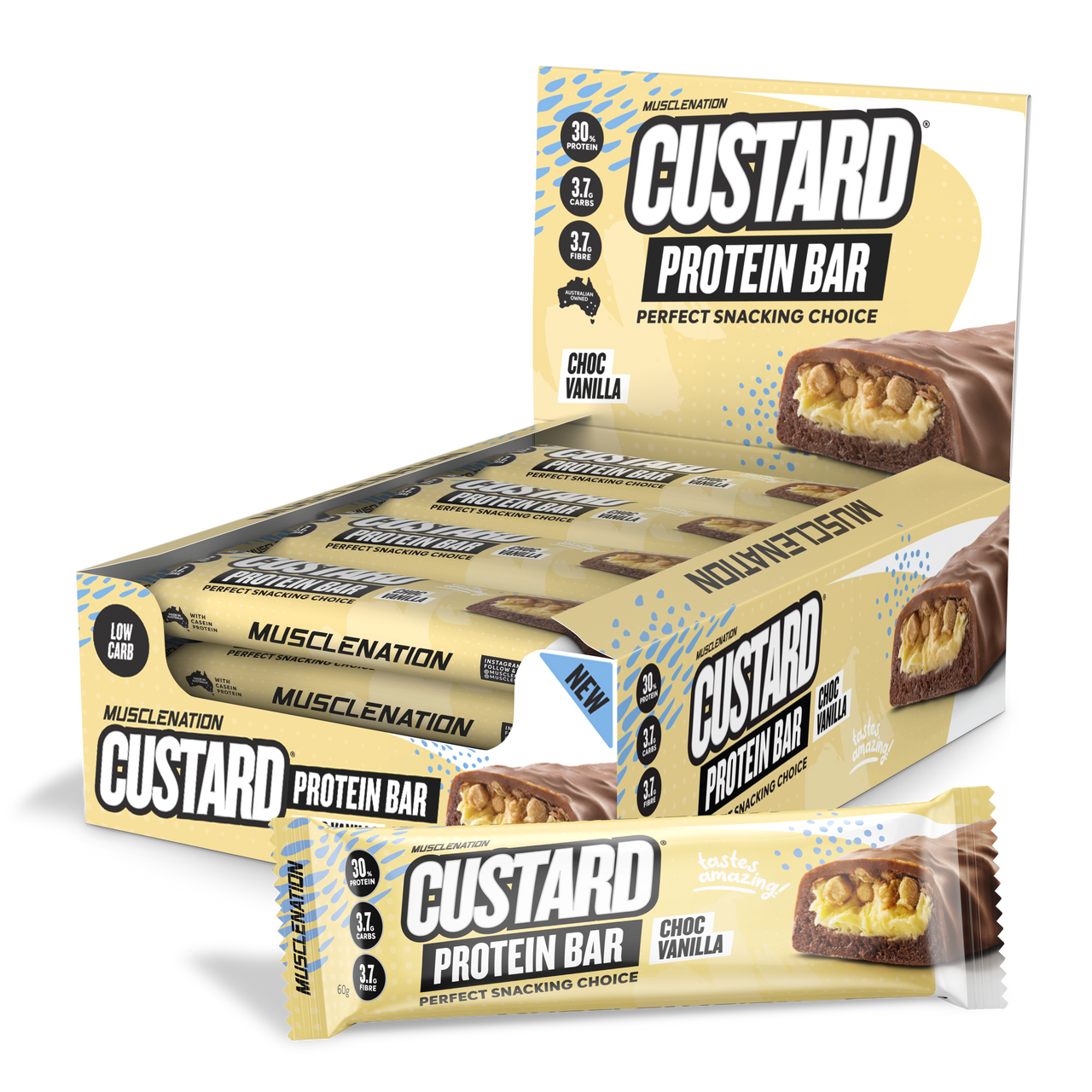 CUSTARD Protein Bar Choc Vanilla Box of 12 Muscle Nation