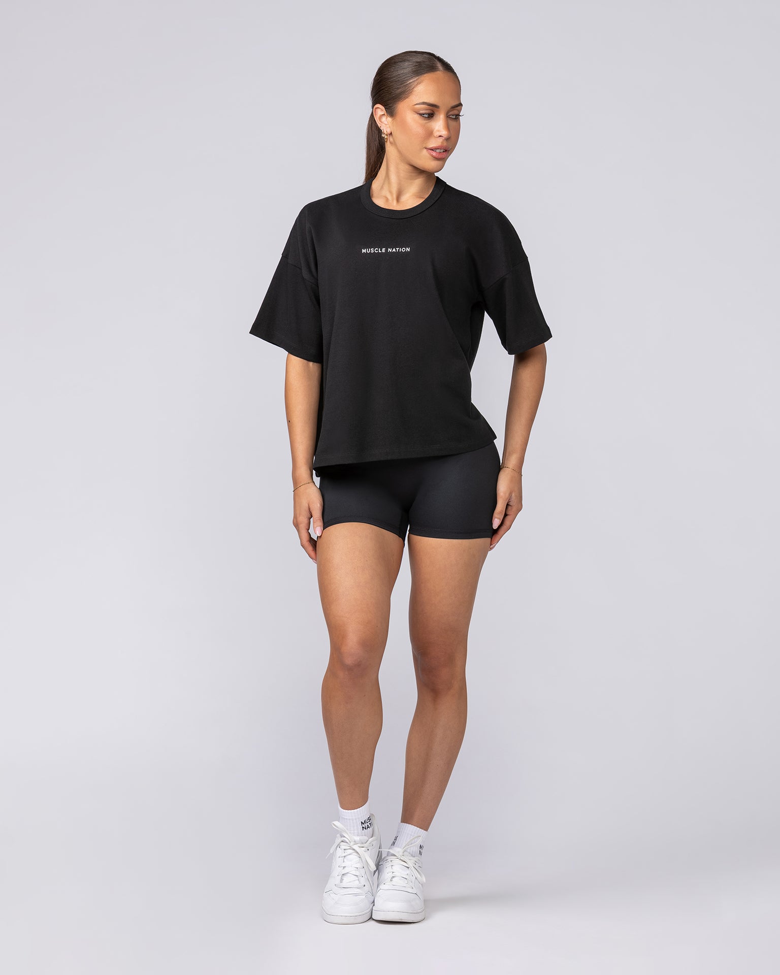 Boxy Fit Tee - Black-T-Shirts-XXS-1124115BLK-XXS-MNAPPRL34423-5-Muscle Nation