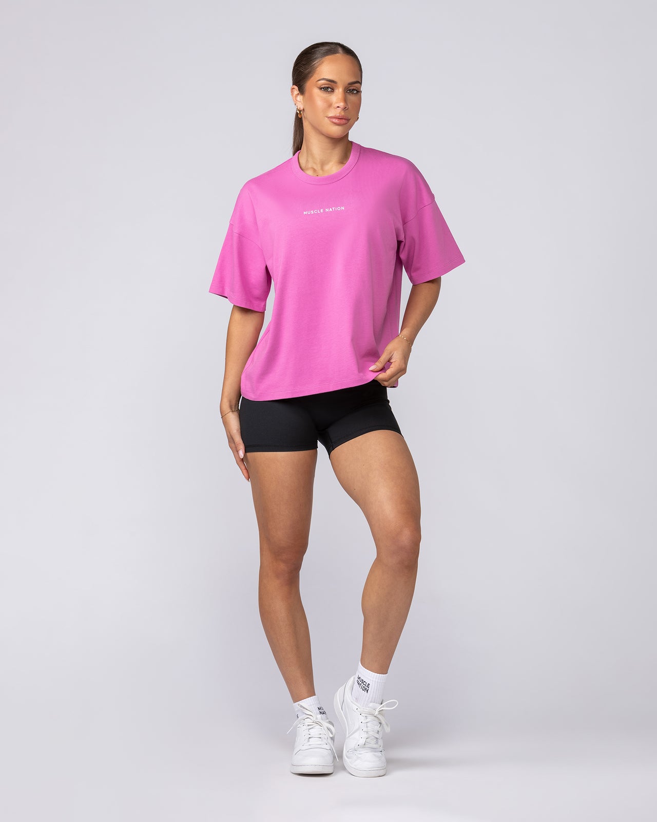 Boxy Fit Tee - Hibiscus-T-Shirts-XXS-062512HIB-XXS-MNAPPRL43118-5-Muscle Nation