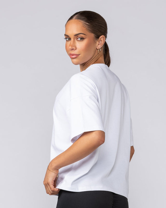 Boxy Fit Tee White | Women's Gym Tee | Muscle Nation