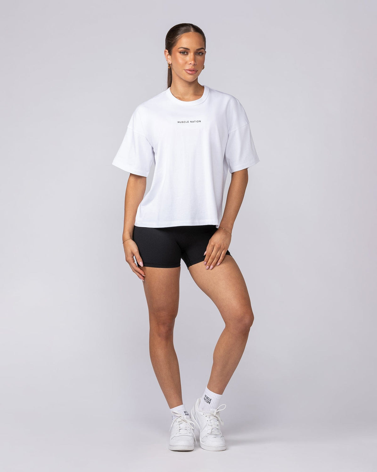 Boxy Fit Tee White | Women's Gym Tee | Muscle Nation