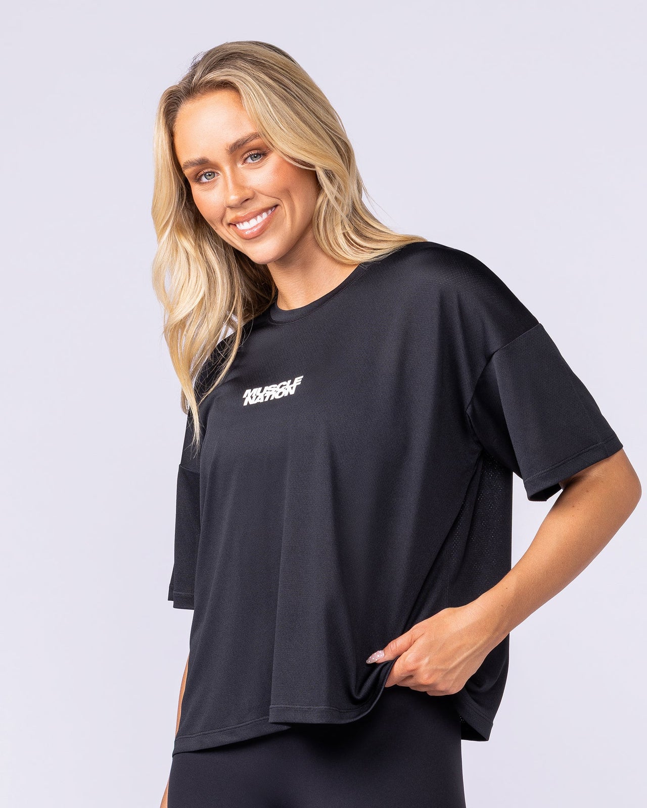 Boxy Training Tee - Black-T-Shirts-XXS-1125133BLK-XXS-MNAPPRL45120-4-Muscle Nation