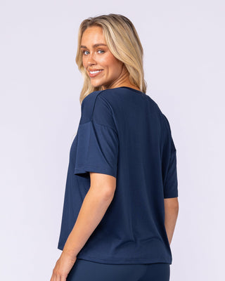 Boxy Training Tee - Navy-T-Shirts-XXS-1125133NAVY-XXS-MNAPPRL45129-2-Muscle Nation