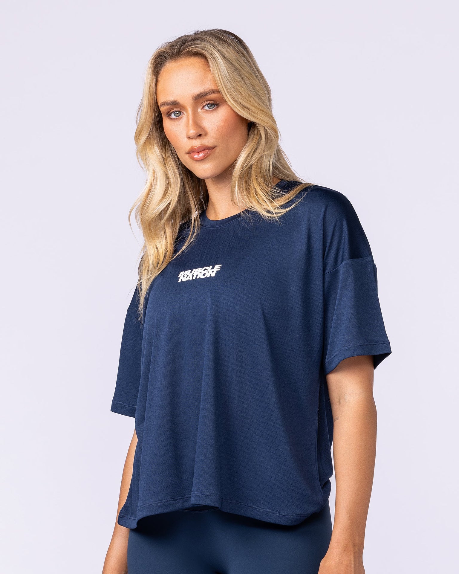 Boxy Training Tee - Navy-T-Shirts-XXS-1125133NAVY-XXS-MNAPPRL45129-3-Muscle Nation