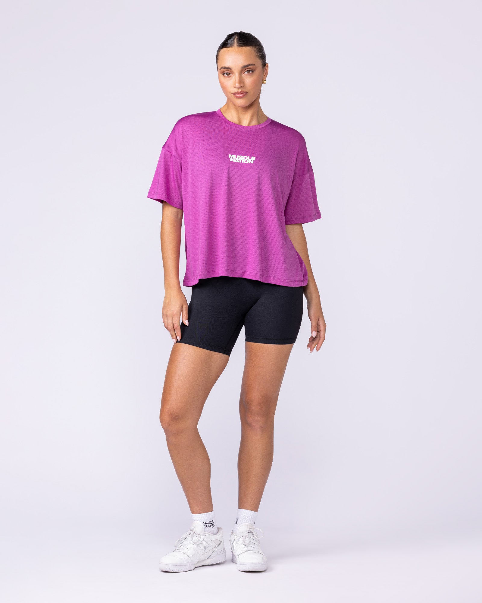 Boxy Training Tee - Radiant Orchid-T-Shirts-XXS-1125133RORID-XXS-MNAPPRL45138-7-Muscle Nation