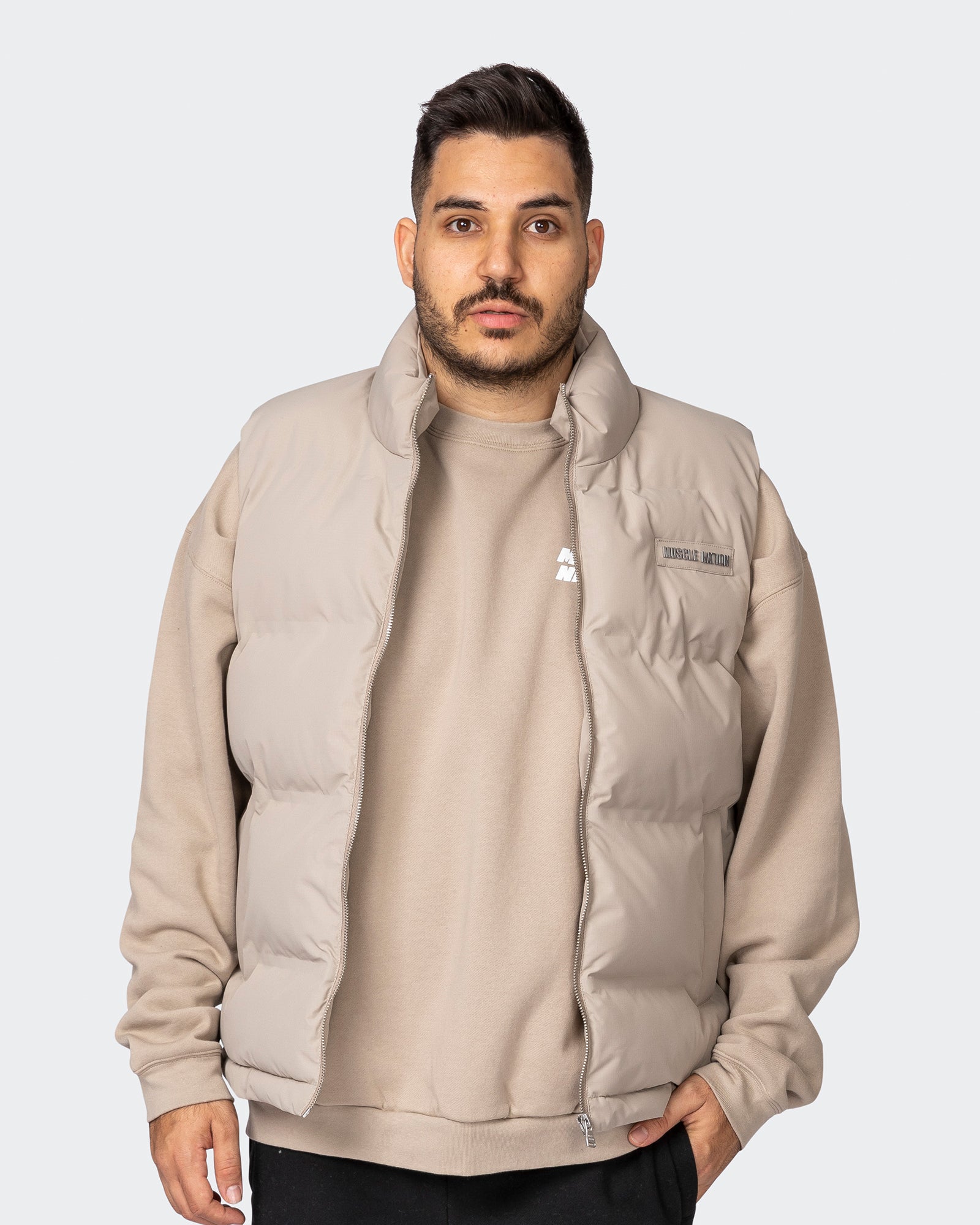 Mens tan puffer on sale vest