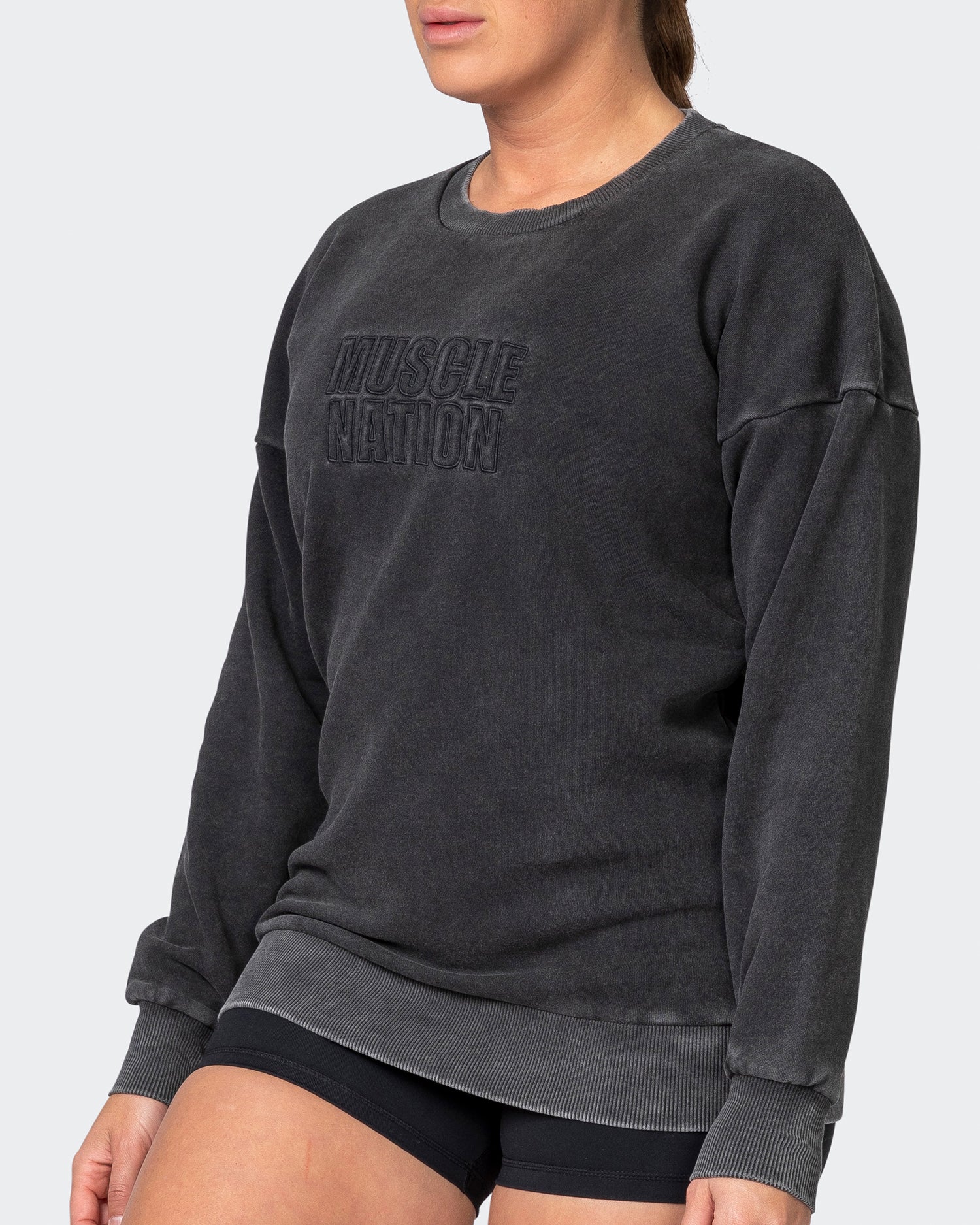Womens Classic Vintage Pullover - Washed Black