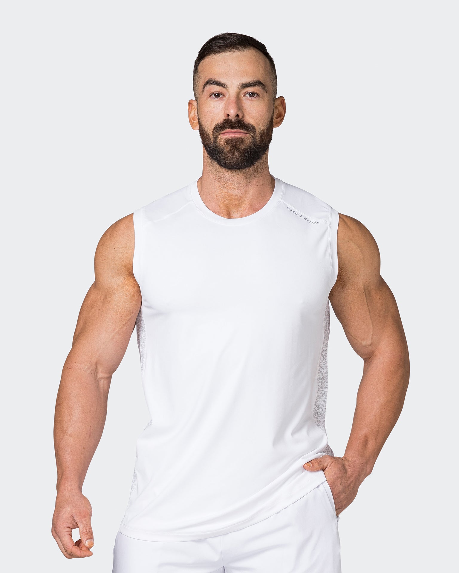 Reflective Running Tank - White-Singlets & Tanks-S-042351WHT-S-MNAPPRL24287-2-Muscle Nation
