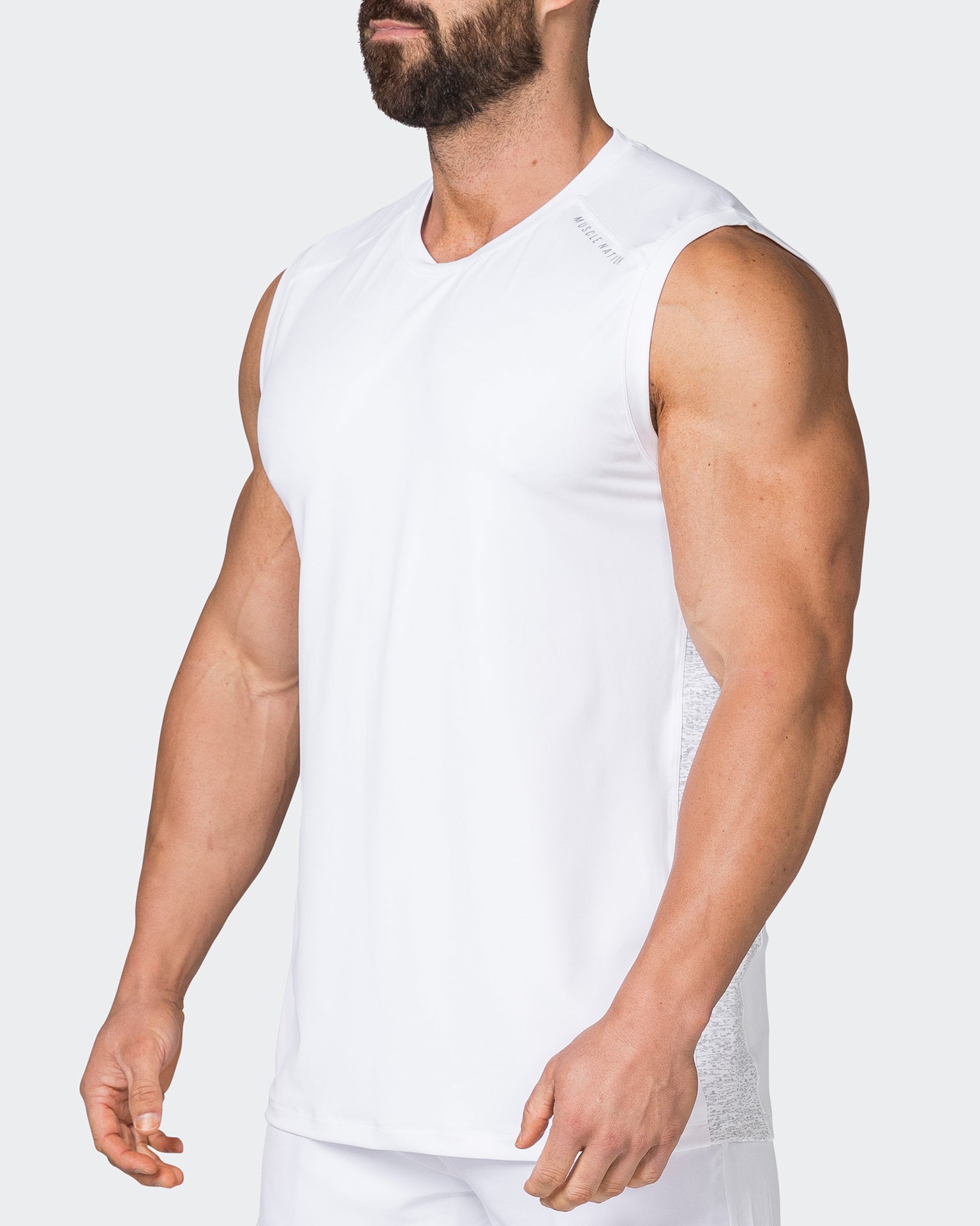 Reflective Running Tank - White-Singlets & Tanks-S-042351WHT-S-MNAPPRL24287-4-Muscle Nation