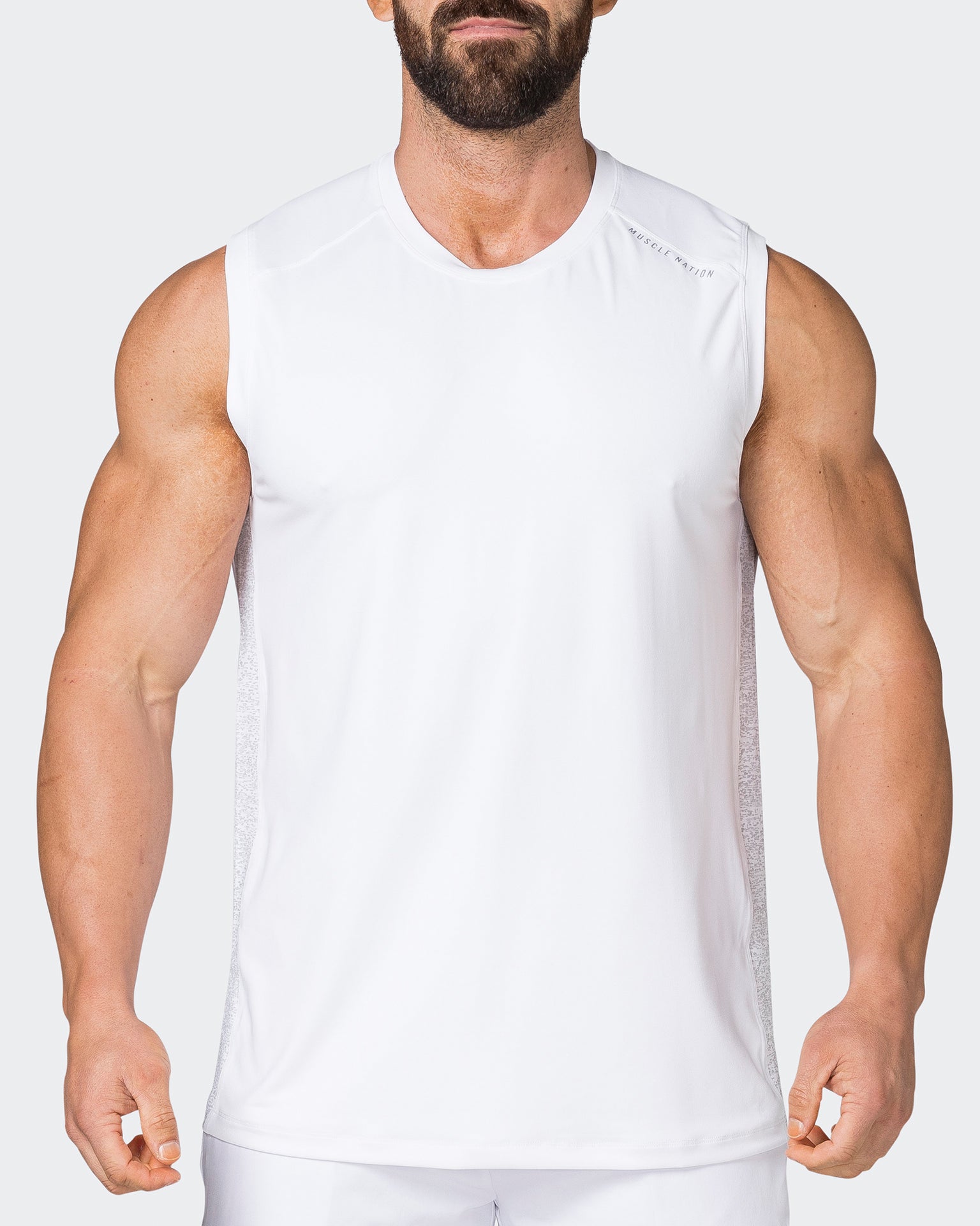 Reflective Running Tank - White-Singlets & Tanks-S-042351WHT-S-MNAPPRL24287-3-Muscle Nation