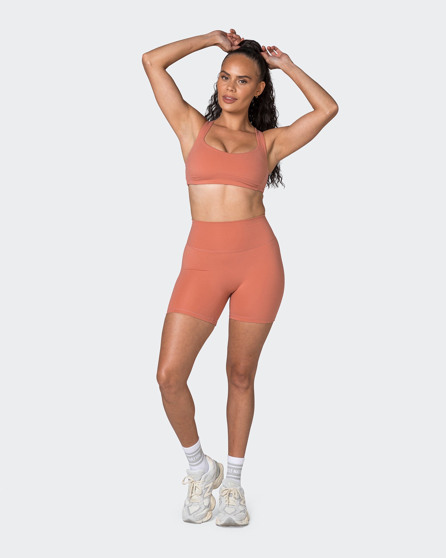 Game Changer Scrunch Midway Shorts - Powdered Pink-Shorts-XXS-042312PWDPNK-XXS-MNAPPRL23622-7-Muscle Nation