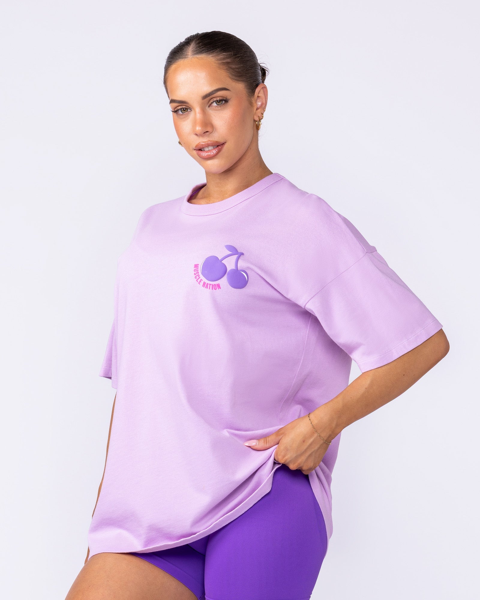 Cherry Oversized Tee - Pixie-T-Shirts-XXS-122502PIX-XXS-MNAPPRL48139-4-Muscle Nation