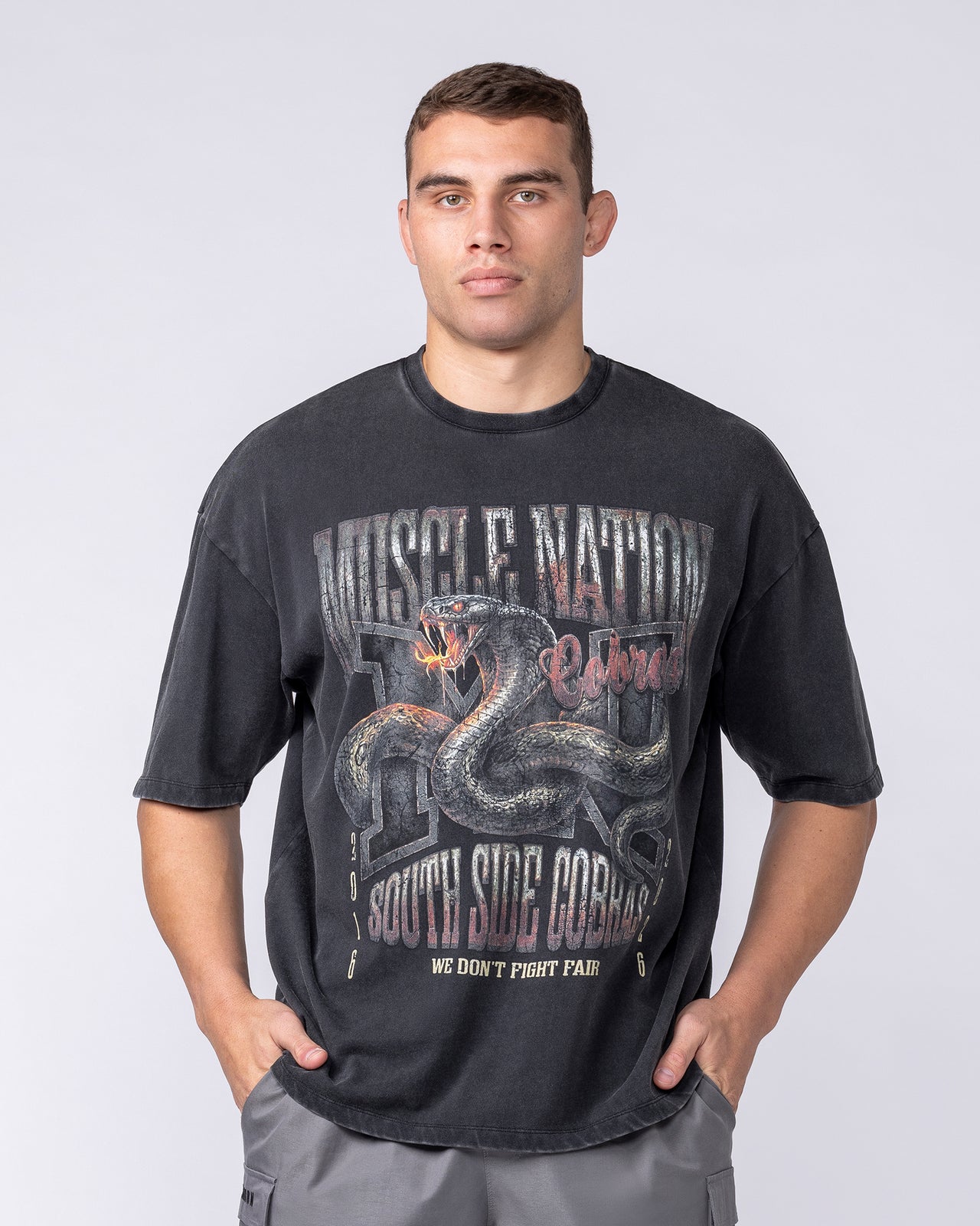 Cobras Oversized Tee - Washed Black