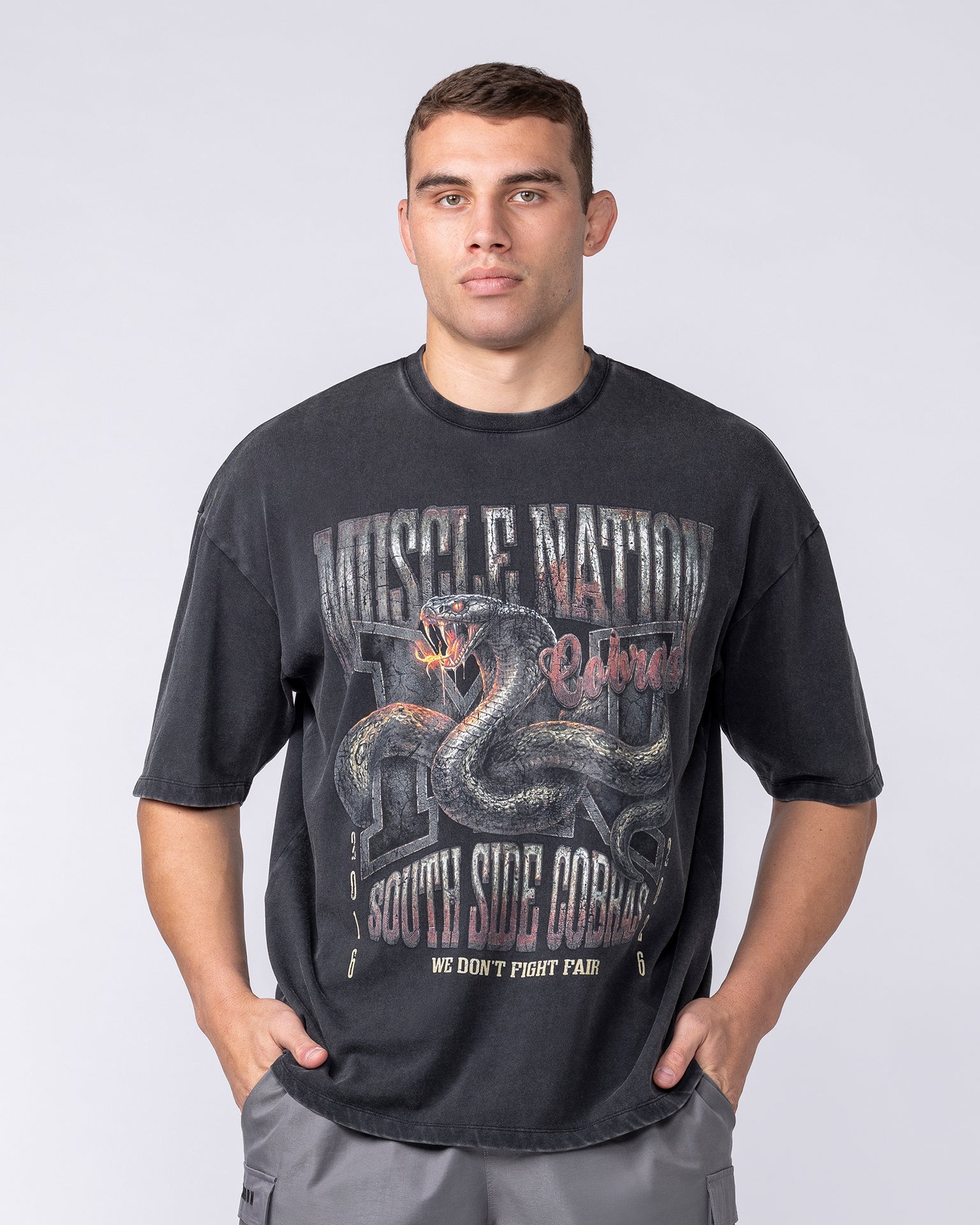 Cobras Oversized Tee - Washed Black