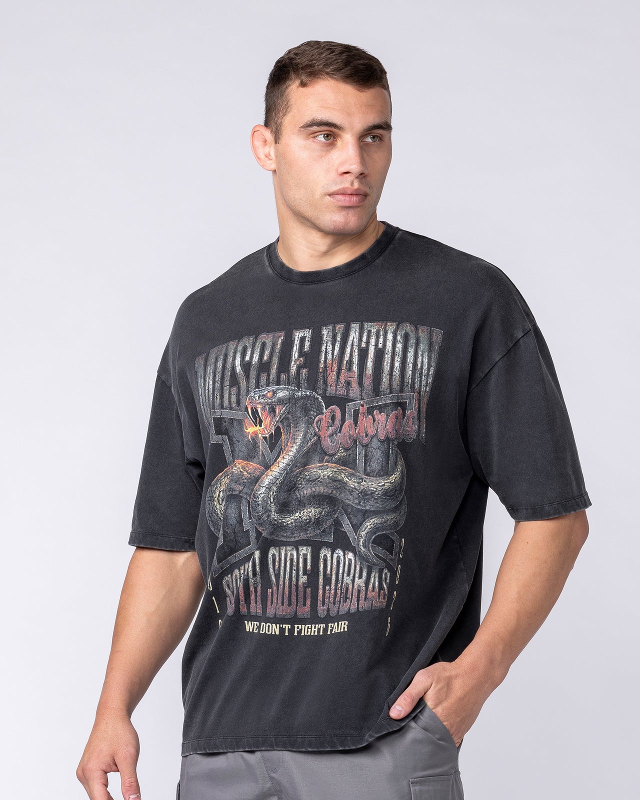 Cobras Oversized Tee - Washed Black
