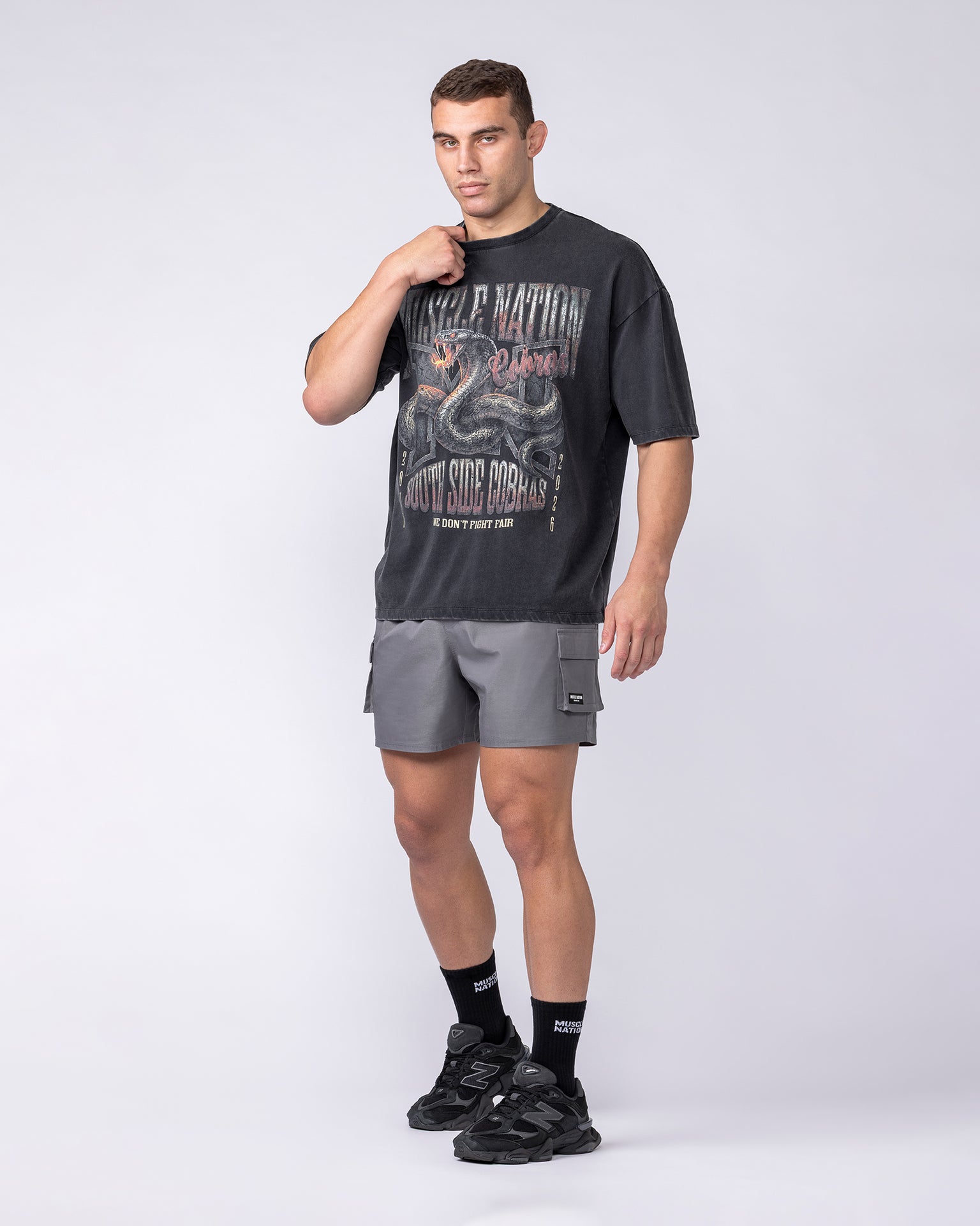 Cobras Oversized Tee - Washed Black