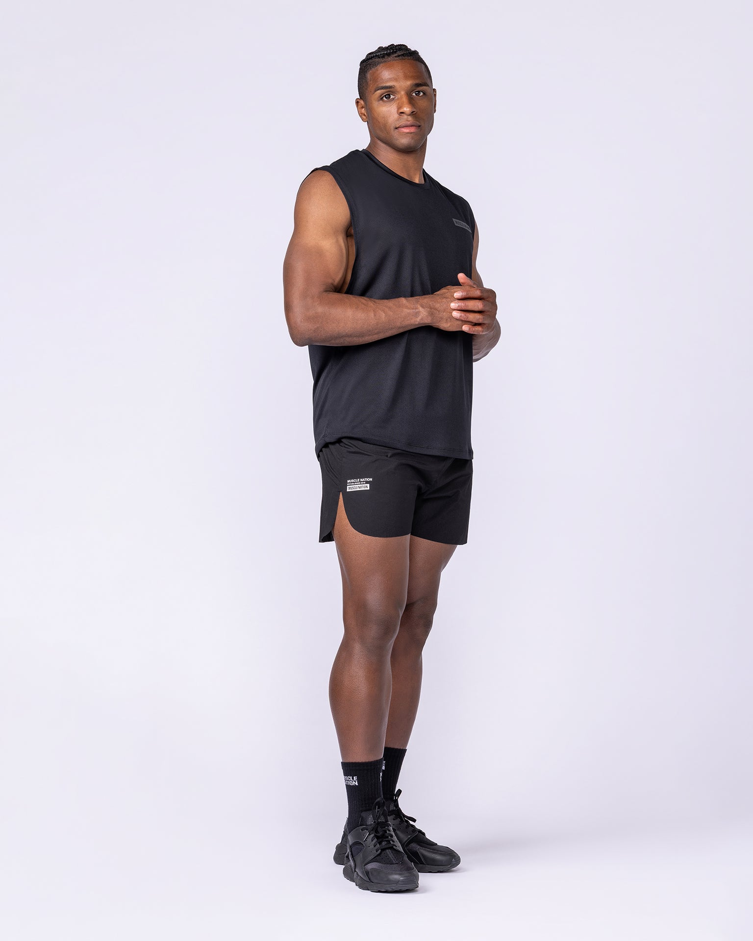 Compete 3" Run Shorts - Black-Shorts-S-1125158BLK-S-MNAPPRL47339-8-Muscle Nation