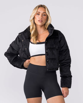 Cord Puffer Jacket Black - Muscle Nation women's jacket