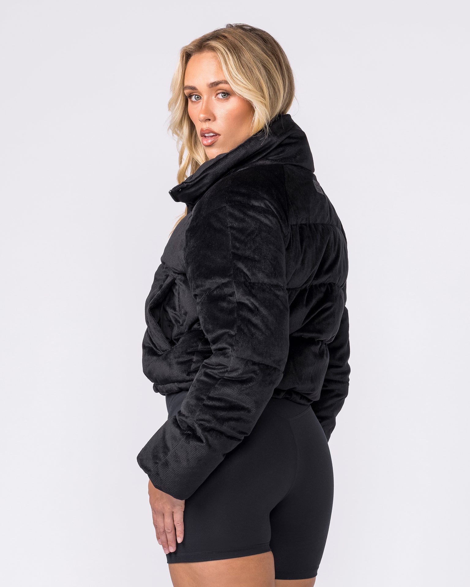 Cord Puffer Jacket - Black-Jackets-XXS-042621BLK-XXS-MNAPPRL50259-2-Muscle Nation