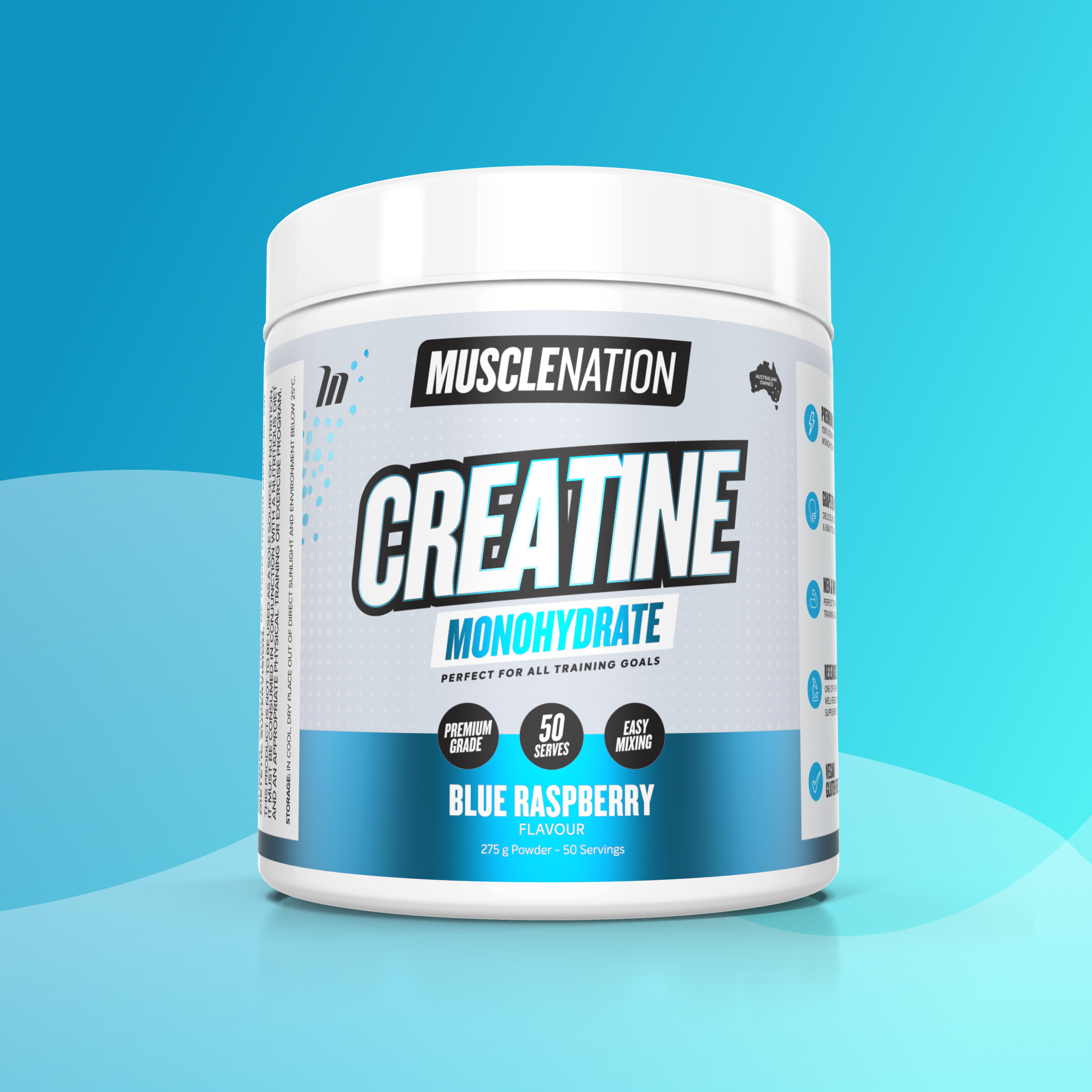 CREATINE MONOHYDRATE - Blue Raspberry - 50 serves – Muscle Nation