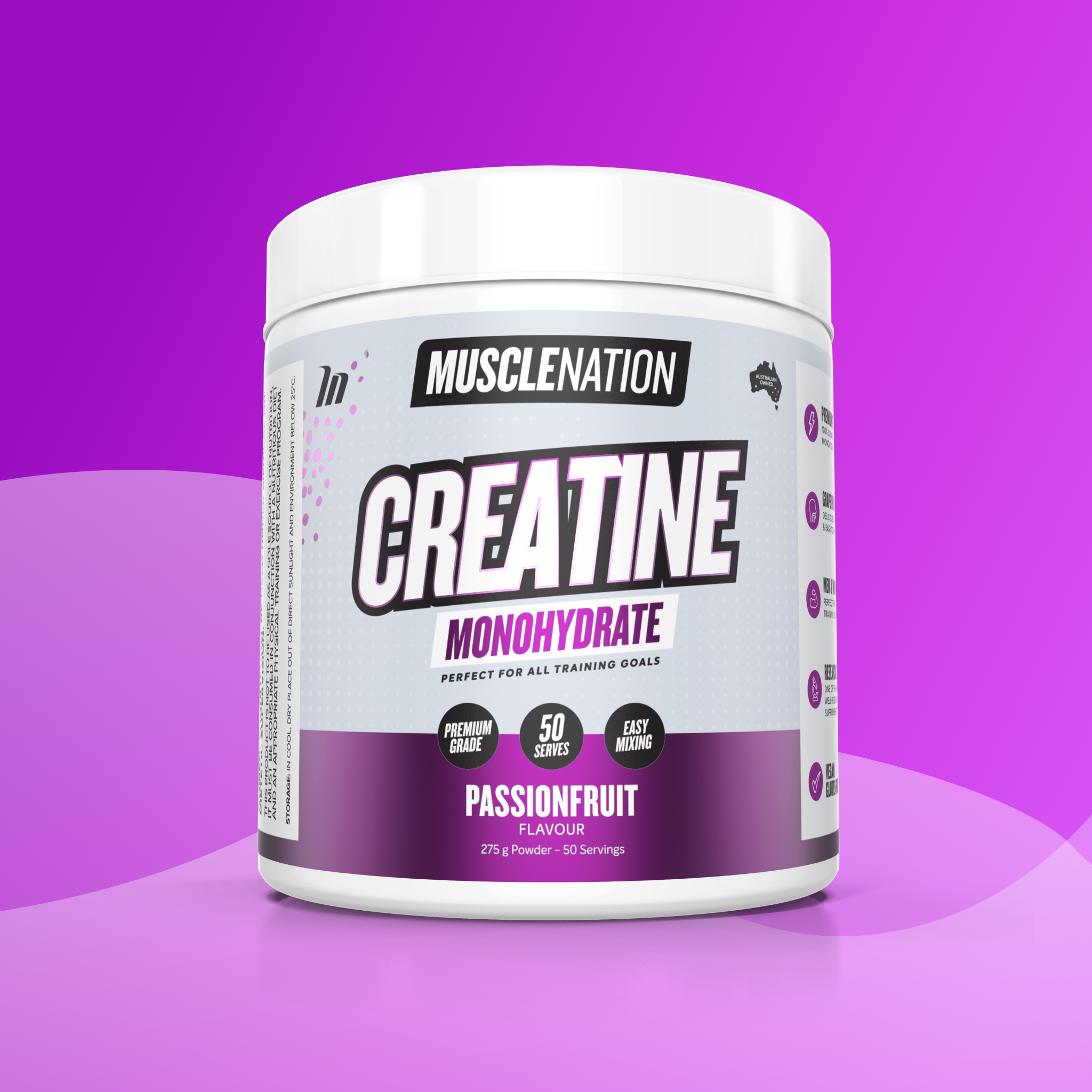 CREATINE MONOHYDRATE - Passionfruit - 50 serves-Creatine-MNSUPPS0422-9359054003040-1-Muscle Nation
