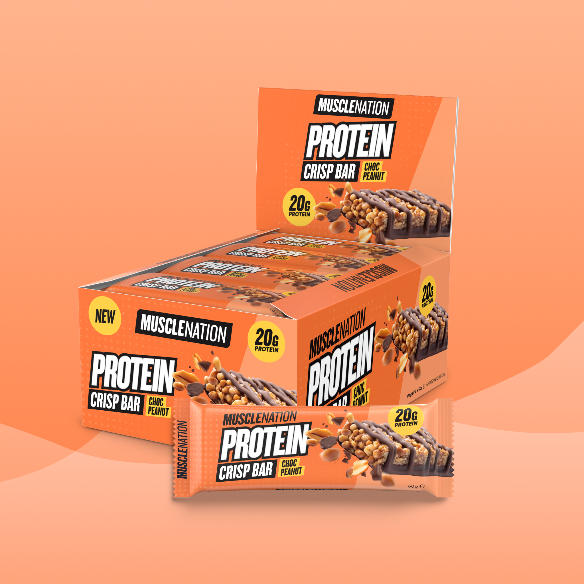 CRISP Protein Bar - Choc Peanut Bar - Box of 12-Protein Bars-MNSUPPS0425-19359054002521-1-Muscle Nation