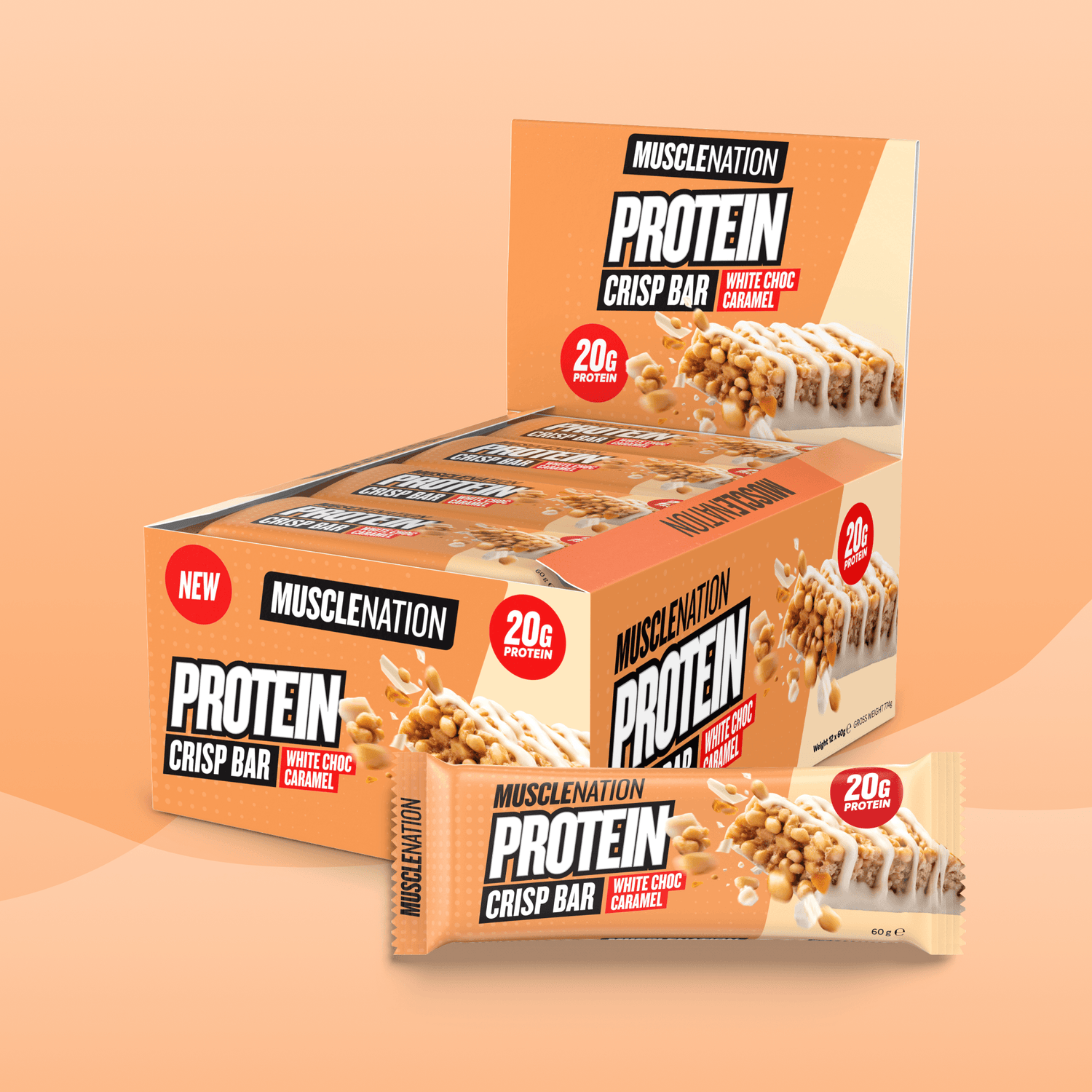 CRISP Protein Bar White Choc Caramel - Muscle Nation protein bar