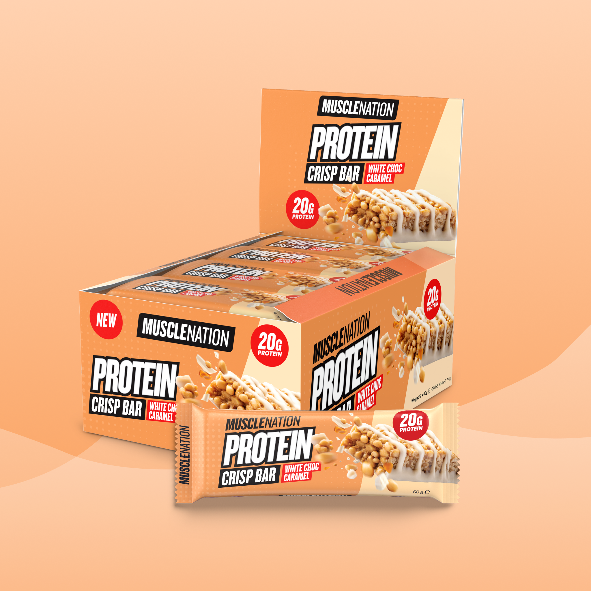 CRISP Protein Bar - White Choc Caramel - Box of 12-Protein Bars-MNSUPPS0427-19359054002514-1-Muscle Nation