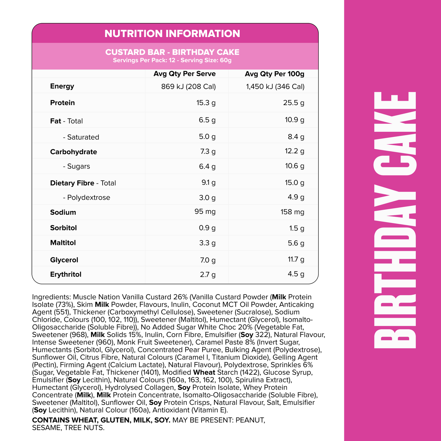 CUSTARD Protein Bar - Birthday Cake - Box of 12-Protein Bars-MNSUPPS0189-19359054000091-3-Muscle Nation