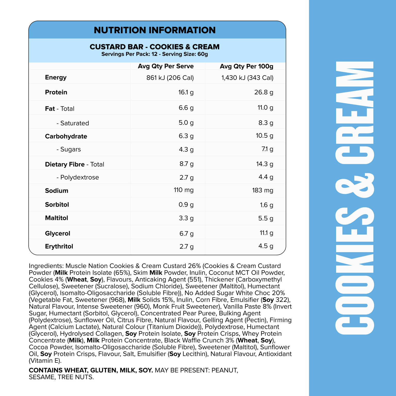 CUSTARD Protein Bar - Cookies & Cream - Box of 12-Protein Bars-MNSUPPS0192-19359054000329-3-Muscle Nation