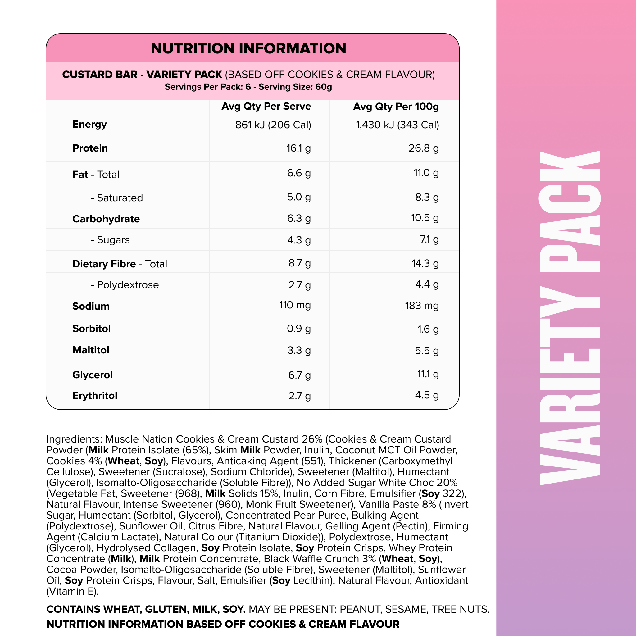 CUSTARD Protein Bar - CUSTARD Variety Pack - 6 Bars-Protein Bars-MNSUPPS0177-9359054000063-2-Muscle Nation