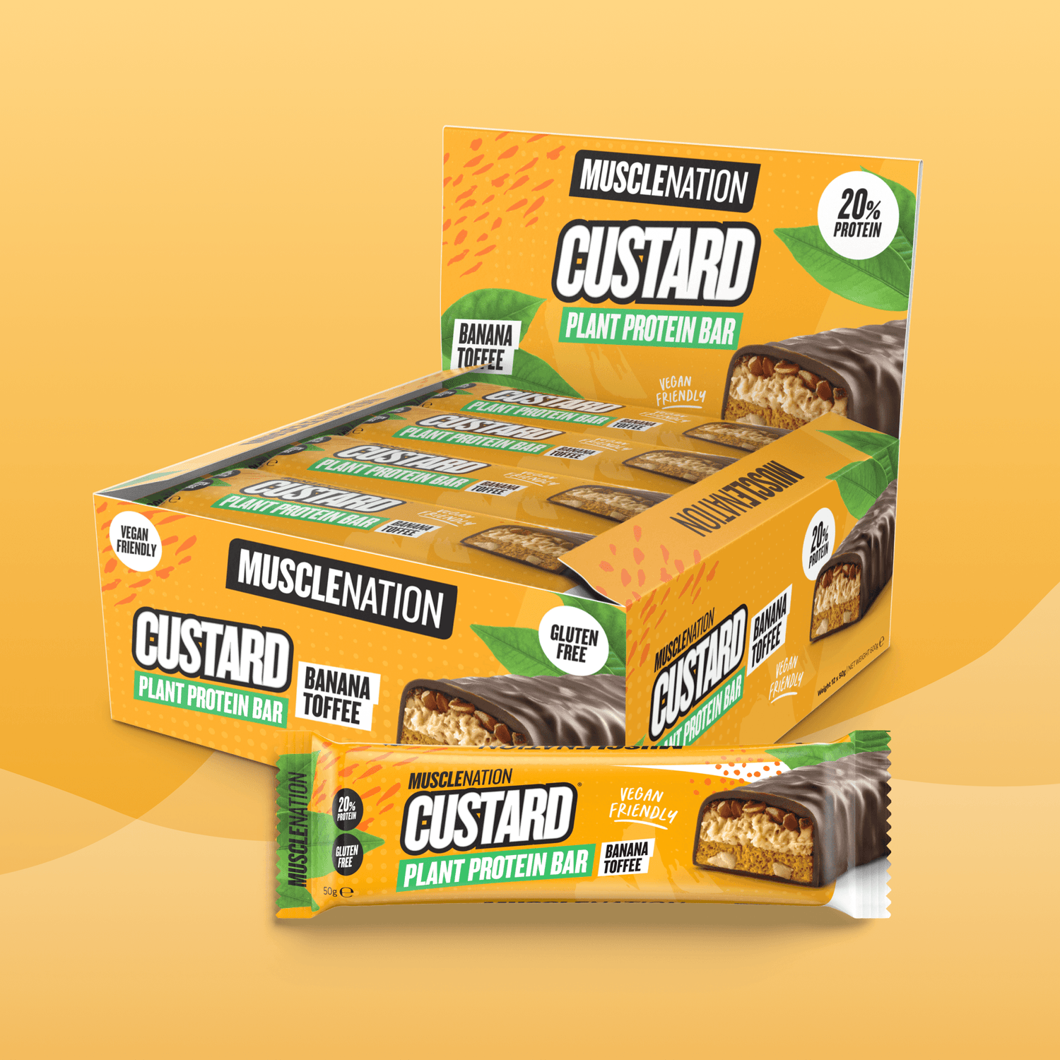 CUSTARD Plant Protein Bar (Vegan, GF) Banana Toffee - Muscle Nation protein bar