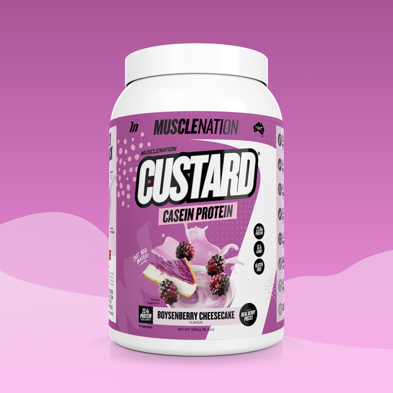 CUSTARD Casein Protein - Boysenberry Cheesecake - 25 serves-Custard Casein Powder-MNSUPPS0328-9359054001701-1-Muscle Nation