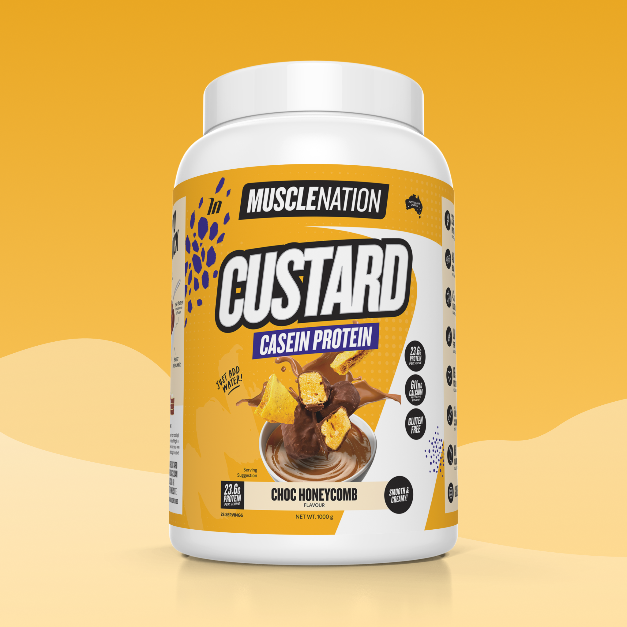 CUSTARD Casein Protein - Choc Honeycomb - 25 serves-Custard Casein Powder-MNSUPPS0384-9359054002739-1-Muscle Nation