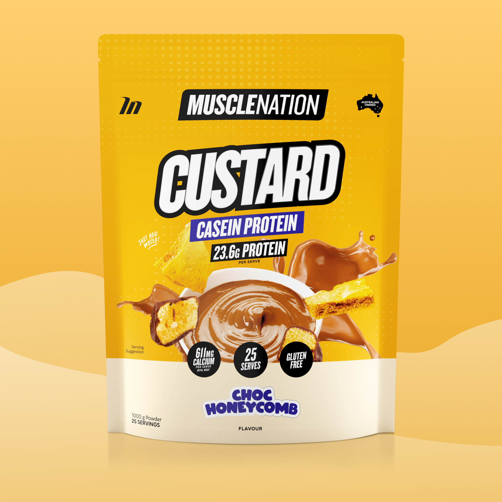CUSTARD Casein Protein - Choc Honeycomb - 25 serves-Custard Casein Powder-MNSUPPS0384-9359054002739-1-Muscle Nation
