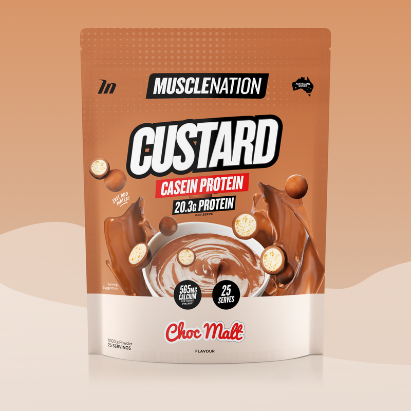 CUSTARD Casein Protein Choc Malt - Muscle Nation casein protein powder
