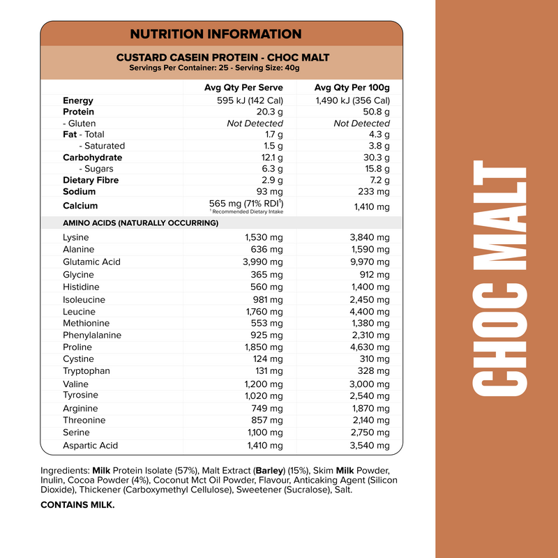 CUSTARD Casein Protein Choc Malt - Muscle Nation casein protein powder, view 2