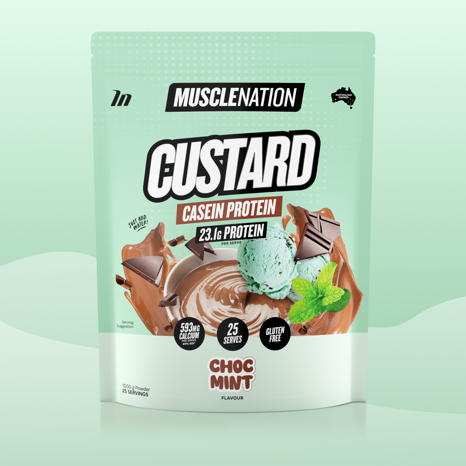 CUSTARD Casein Protein - Choc Mint - 25 serves-Custard Casein Powder-MNSUPPS0386-9359054002753-1-Muscle Nation