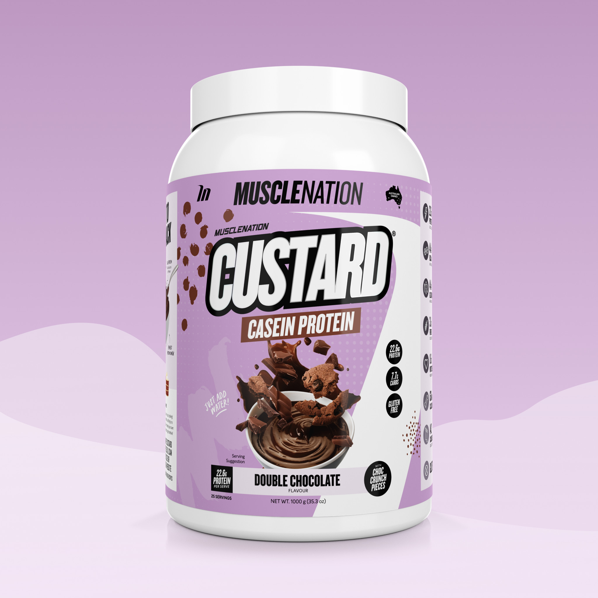 CUSTARD Casein Protein - Double Chocolate - 25 serves-Custard Casein Powder-MNSUPPS0119-9359054001404-1-Muscle Nation