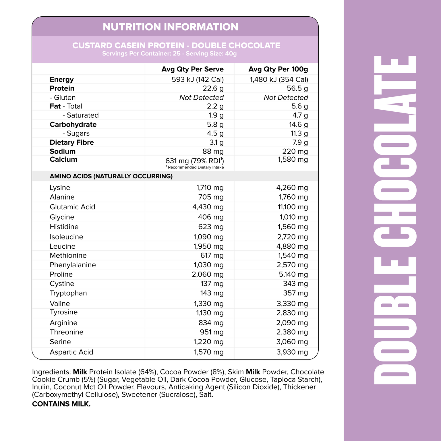 CUSTARD Casein Protein - Double Chocolate - 25 serves-Custard Casein Powder-MNSUPPS0119-9359054001404-2-Muscle Nation