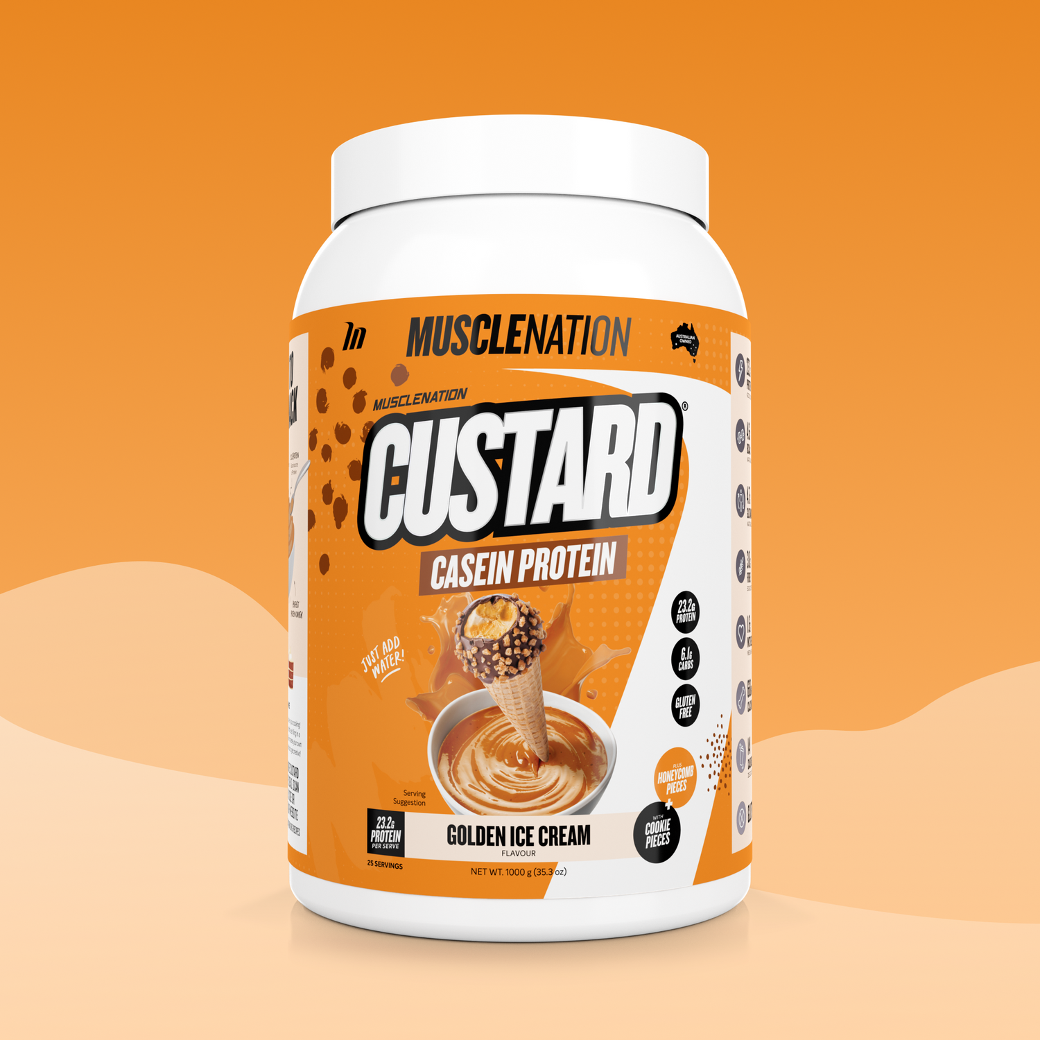 CUSTARD Casein Protein - Golden Ice Cream - 25 serves-Custard Casein Powder-MNSUPPS0070-9359054001398-1-Muscle Nation
