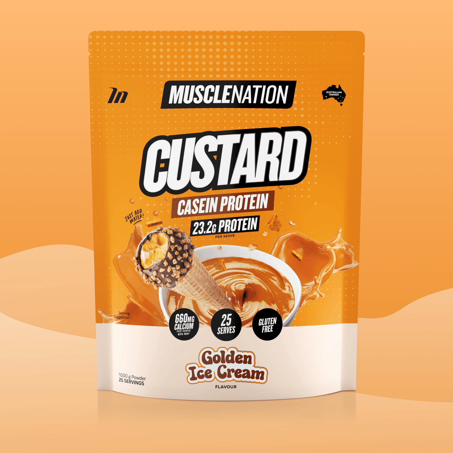 CUSTARD Casein Protein Golden Ice Cream - Muscle Nation casein protein powder